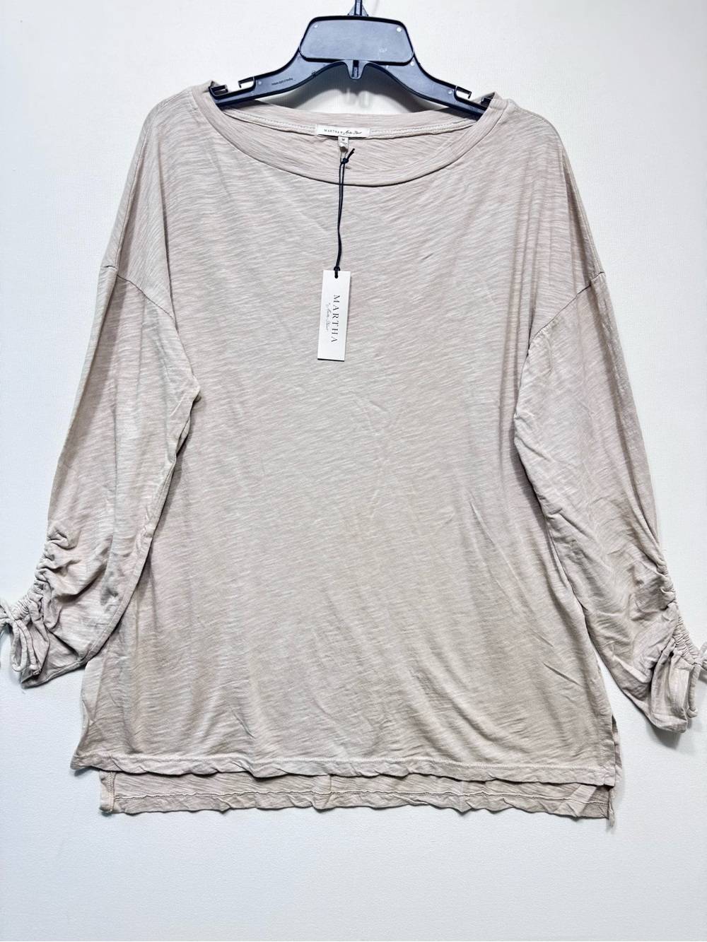 Martha Stewart 100% Cotton Flowy Ruched Sleeves Top Tunic NWT  size medium